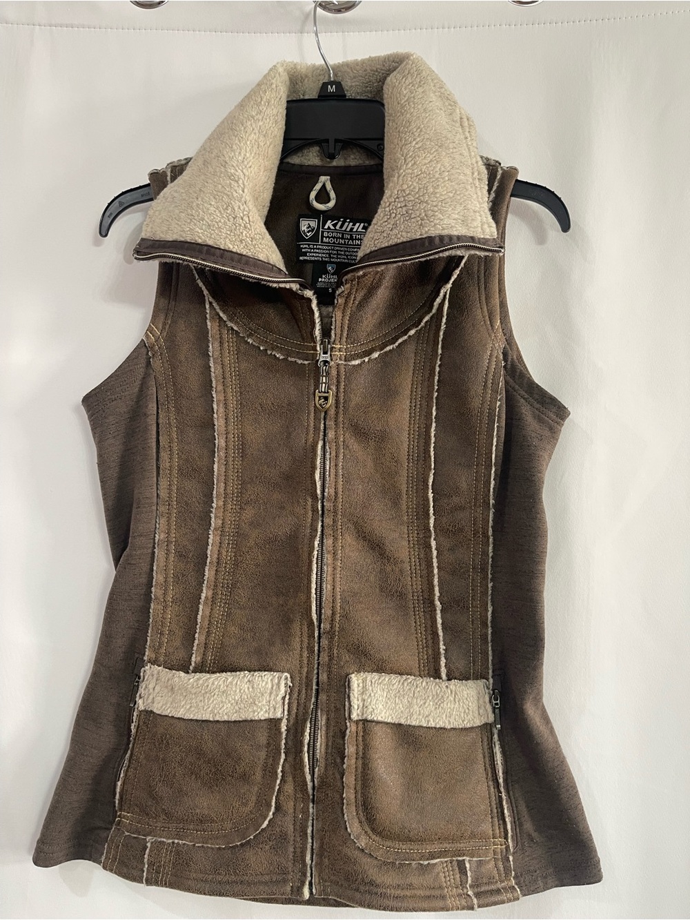 Kuhl Dani Sherpa Vest brown women’s small hiking vest warm vest shearling vest